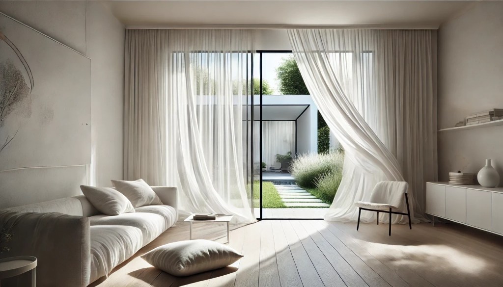 A lounge room featuring solid wood furniture, hardwood floors, and natural fabrics, designed to minimise chemical sensitivities.